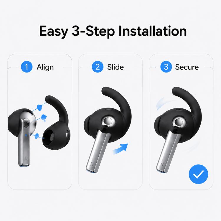 XDcase - 3 paia di tappi auricolari sportivi antiscivolo in silicone con custodia e moschettone, For Galaxy Buds3 Pro