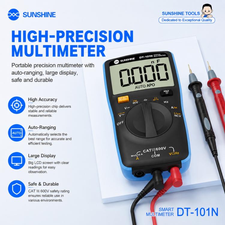 SUNSHINE DT-101N Multimetro tascabile con selezione automatica