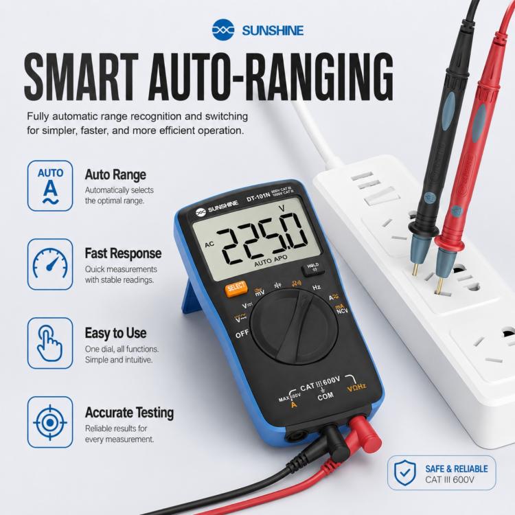 SUNSHINE DT-101N Multimetro tascabile con selezione automatica