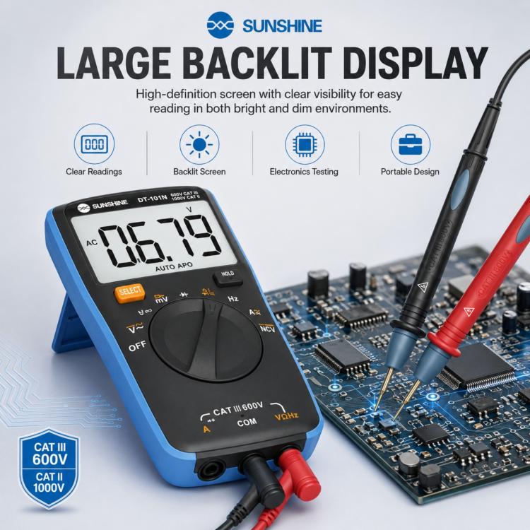 SUNSHINE DT-101N Multimetro tascabile con selezione automatica