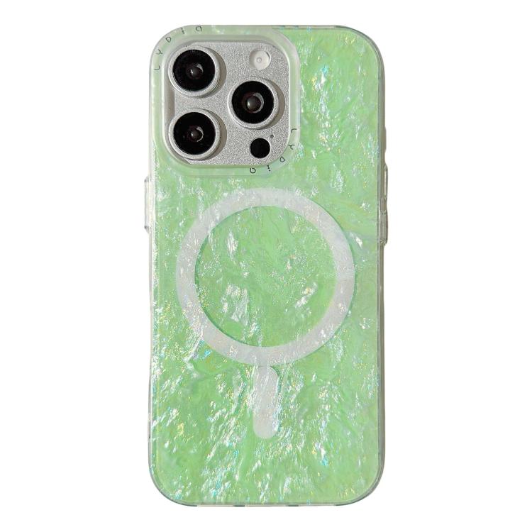 Custodia magnetica per telefono con motivo a conchiglia placcata in oro iridescente, For iPhone 16 Pro Max, For iPhone 16 Pro, For iPhone 16