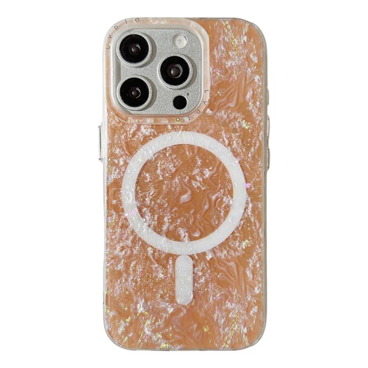 Custodia magnetica per telefono con motivo a conchiglia placcata in oro iridescente, For iPhone 16 Pro Max, For iPhone 16 Pro, For iPhone 16