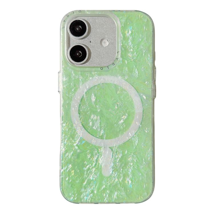 Custodia magnetica per telefono con motivo a conchiglia placcata in oro iridescente, For iPhone 16 Pro Max, For iPhone 16 Pro, For iPhone 16