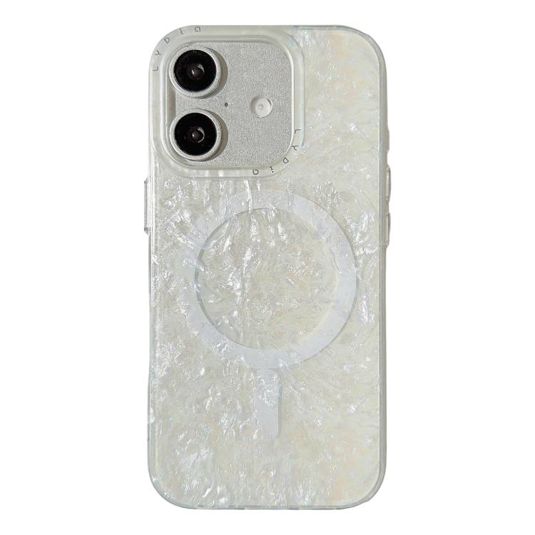 Custodia magnetica per telefono con motivo a conchiglia placcata in oro iridescente, For iPhone 16 Pro Max, For iPhone 16 Pro, For iPhone 16