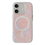 Custodia magnetica per telefono con motivo a conchiglia placcata in oro iridescente, For iPhone 16 Pro Max, For iPhone 16 Pro, For iPhone 16