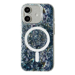 Custodia magnetica per telefono con motivo a conchiglia placcata in oro iridescente, For iPhone 16 Pro Max, For iPhone 16 Pro, For iPhone 16