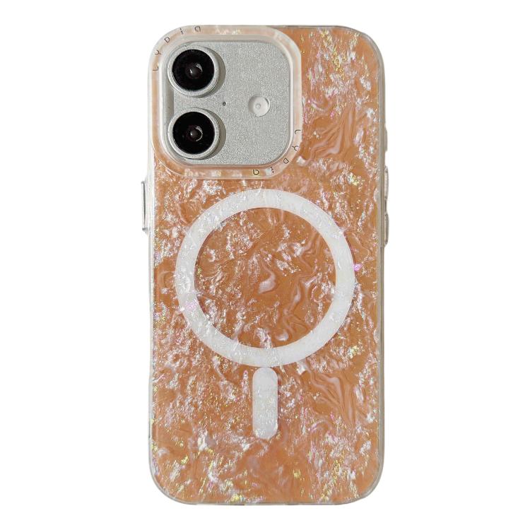 Custodia magnetica per telefono con motivo a conchiglia placcata in oro iridescente, For iPhone 16 Pro Max, For iPhone 16 Pro, For iPhone 16