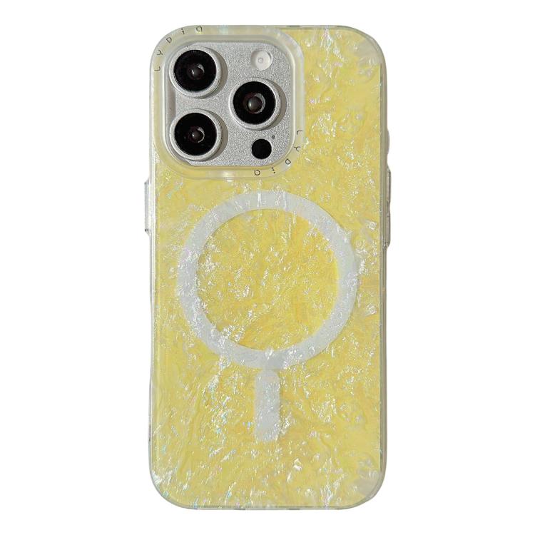 Custodia magnetica per telefono con motivo a conchiglia placcata in oro iridescente, For iPhone 15 Pro Max, For iPhone 15 Pro, For iPhone 15