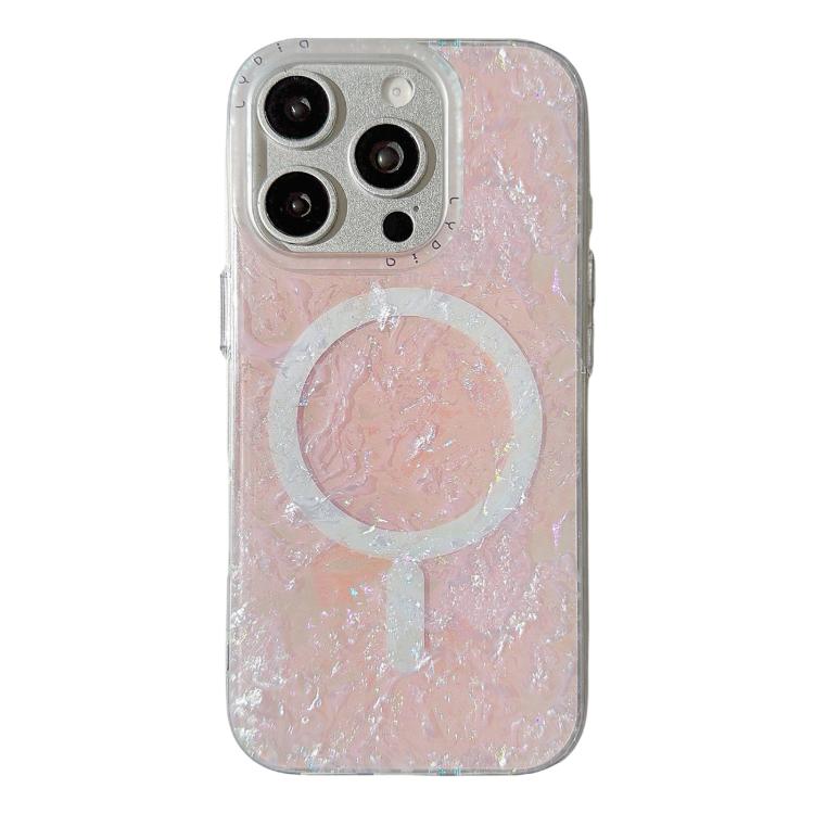 Custodia magnetica per telefono con motivo a conchiglia placcata in oro iridescente, For iPhone 15 Pro Max, For iPhone 15 Pro, For iPhone 15