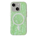 Custodia magnetica per telefono con motivo a conchiglia placcata in oro iridescente, For iPhone 15 Pro Max, For iPhone 15 Pro, For iPhone 15