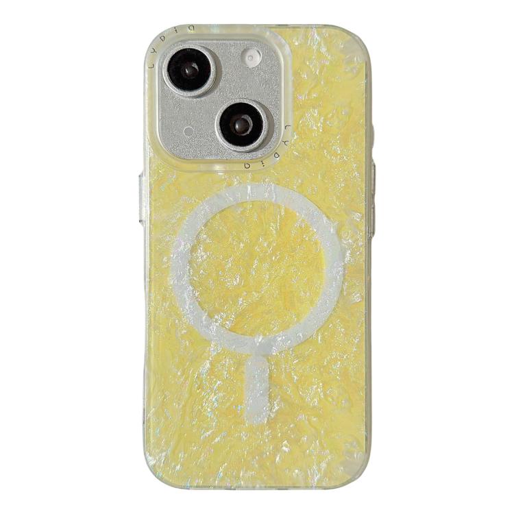 Custodia magnetica per telefono con motivo a conchiglia placcata in oro iridescente, For iPhone 15 Pro Max, For iPhone 15 Pro, For iPhone 15