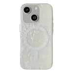 Custodia magnetica per telefono con motivo a conchiglia placcata in oro iridescente, For iPhone 15 Pro Max, For iPhone 15 Pro, For iPhone 15