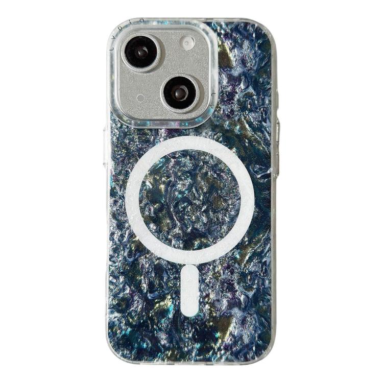 Custodia magnetica per telefono con motivo a conchiglia placcata in oro iridescente, For iPhone 15 Pro Max, For iPhone 15 Pro, For iPhone 15