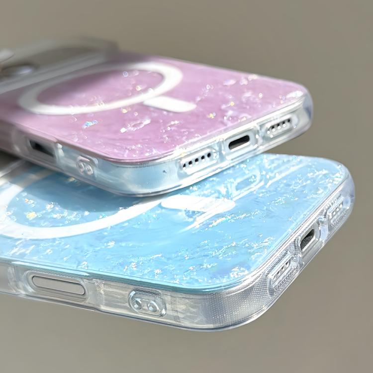 Custodia magnetica per telefono con motivo a conchiglia placcata in oro iridescente, For iPhone 16 Pro Max, For iPhone 16 Pro, For iPhone 16