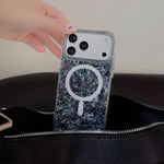 Custodia magnetica per telefono con motivo a conchiglia placcata in oro iridescente, For iPhone 15 Pro Max, For iPhone 15 Pro, For iPhone 15