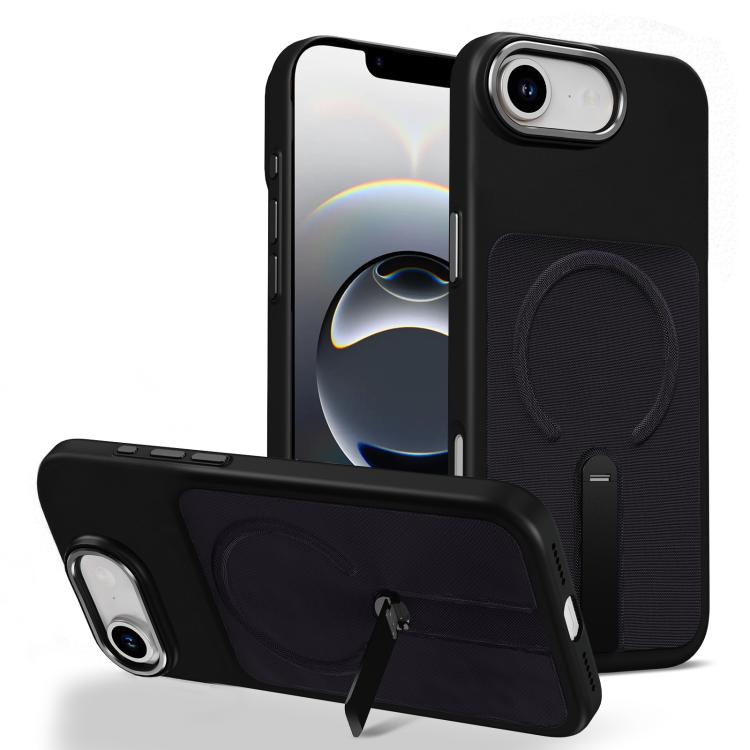 Custodia per telefono magnetica con supporto girevole in tessuto tecnico, For iPhone 17e / 16e, For iPhone 17 Pro Max, For iPhone 17 Pro