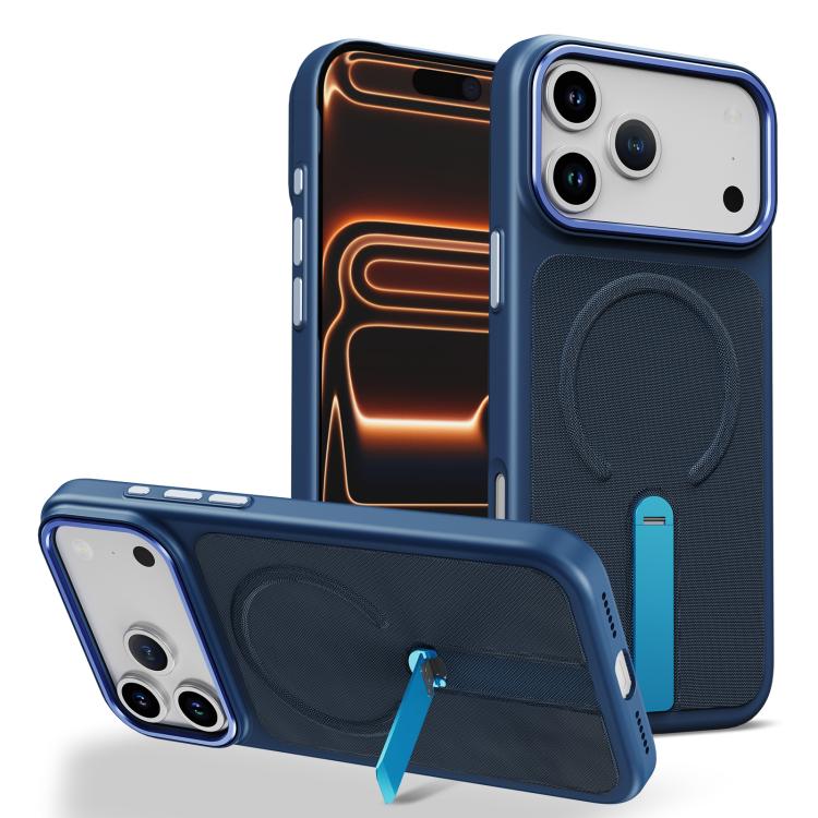 Custodia per telefono magnetica con supporto girevole in tessuto tecnico, For iPhone 17e / 16e, For iPhone 17 Pro Max, For iPhone 17 Pro