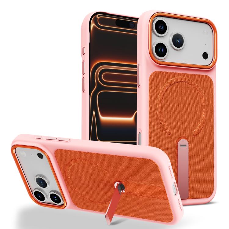 Custodia per telefono magnetica con supporto girevole in tessuto tecnico, For iPhone 17e / 16e, For iPhone 17 Pro Max, For iPhone 17 Pro
