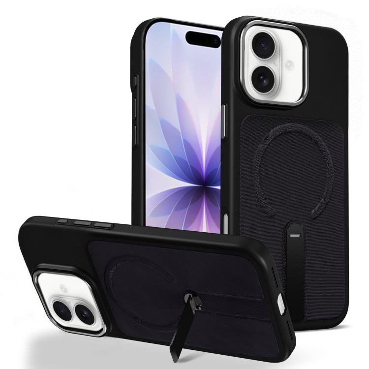 Custodia per telefono magnetica con supporto girevole in tessuto tecnico, For iPhone 17, For iPhone Air, For iPhone 16 Pro Max
