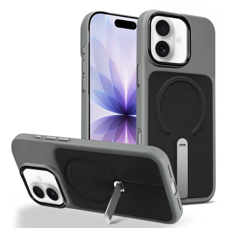 Custodia per telefono magnetica con supporto girevole in tessuto tecnico, For iPhone 17, For iPhone Air, For iPhone 16 Pro Max