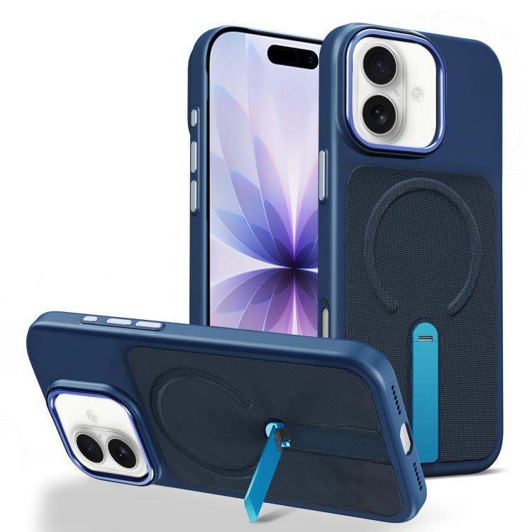 Custodia per telefono magnetica con supporto girevole in tessuto tecnico, For iPhone 17, For iPhone Air, For iPhone 16 Pro Max