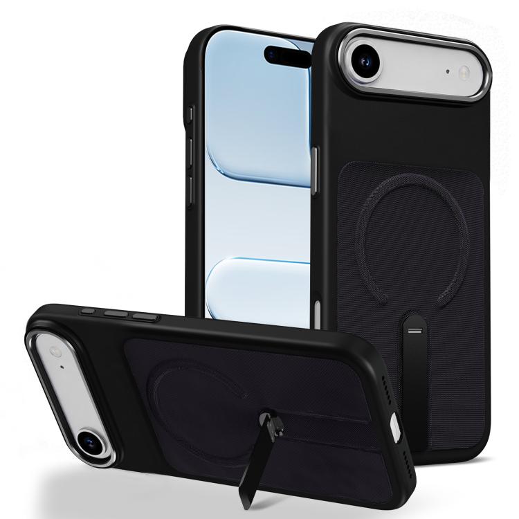 Custodia per telefono magnetica con supporto girevole in tessuto tecnico, For iPhone 17, For iPhone Air, For iPhone 16 Pro Max
