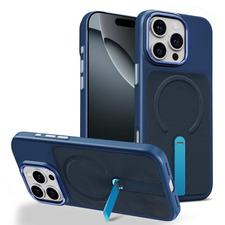 Custodia per telefono magnetica con supporto girevole in tessuto tecnico, For iPhone 16 Pro, For iPhone 16 Plus, For iPhone 16