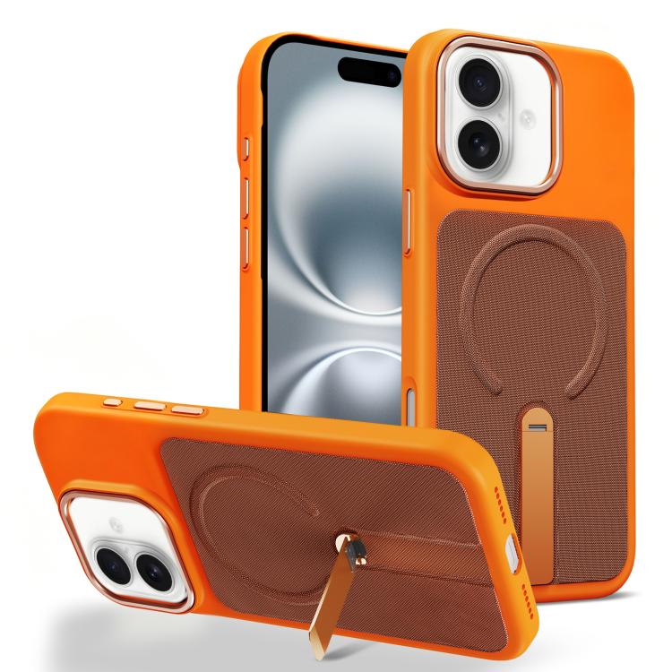Custodia per telefono magnetica con supporto girevole in tessuto tecnico, For iPhone 16 Pro, For iPhone 16 Plus, For iPhone 16
