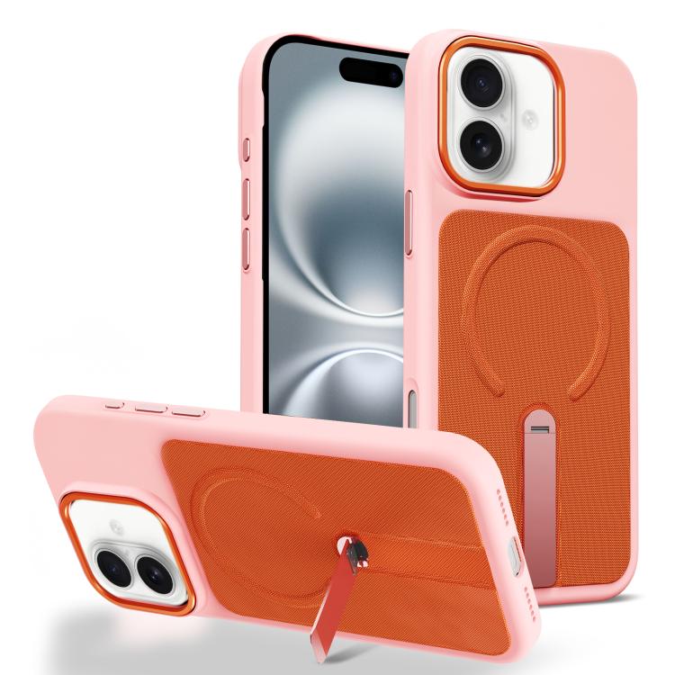 Custodia per telefono magnetica con supporto girevole in tessuto tecnico, For iPhone 16 Pro, For iPhone 16 Plus, For iPhone 16