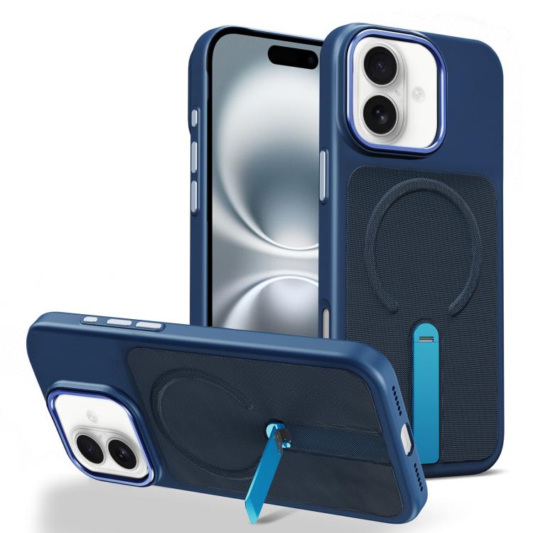 Custodia per telefono magnetica con supporto girevole in tessuto tecnico, For iPhone 16 Pro, For iPhone 16 Plus, For iPhone 16