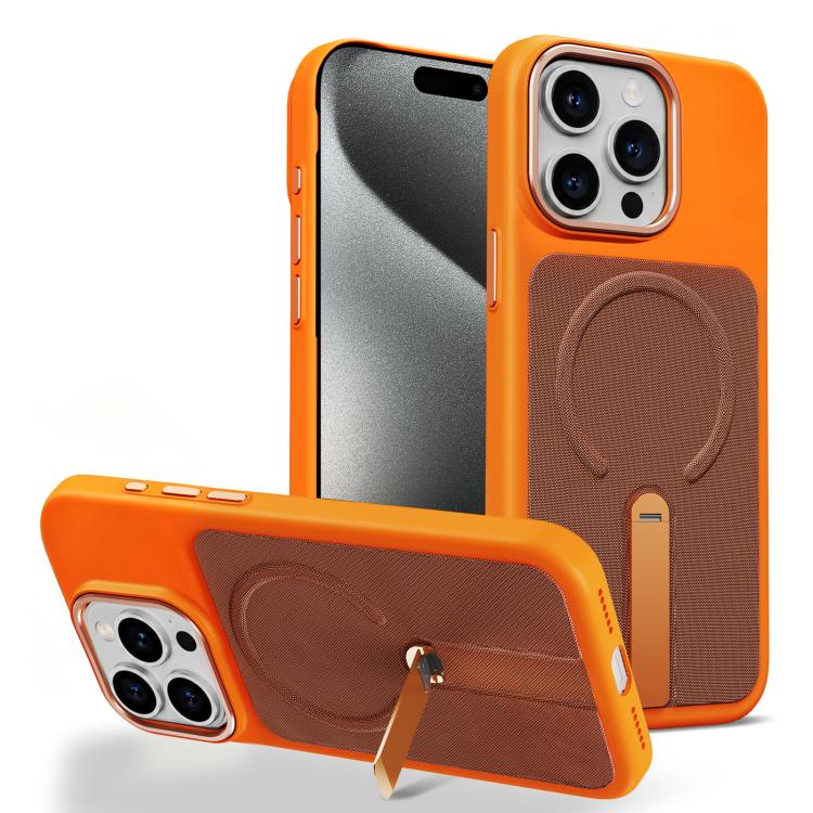 Custodia per telefono magnetica con supporto girevole in tessuto tecnico, For iPhone 15 Pro Max, For iPhone 15 Pro, For iPhone 15 Plus