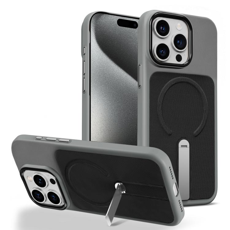 Custodia per telefono magnetica con supporto girevole in tessuto tecnico, For iPhone 15 Pro Max, For iPhone 15 Pro, For iPhone 15 Plus