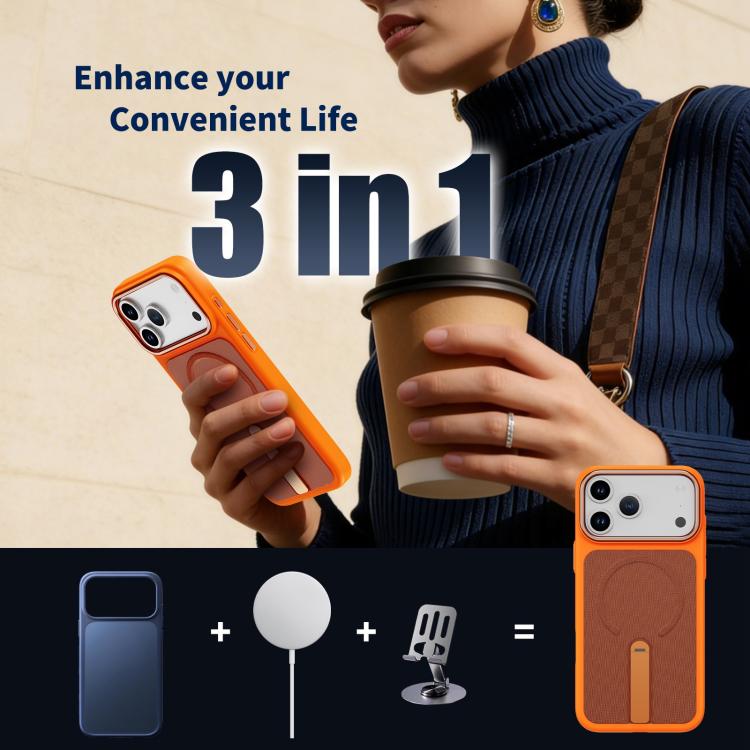 Custodia per telefono magnetica con supporto girevole in tessuto tecnico, For iPhone 15, For iPhone 14 Plus, For iPhone 14