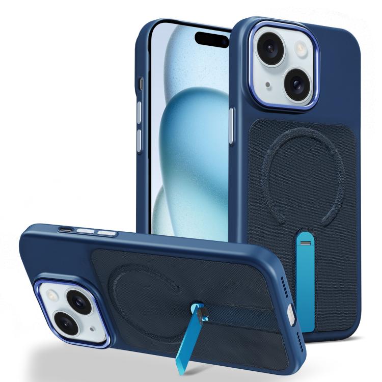 Custodia per telefono magnetica con supporto girevole in tessuto tecnico, For iPhone 15, For iPhone 14 Plus, For iPhone 14