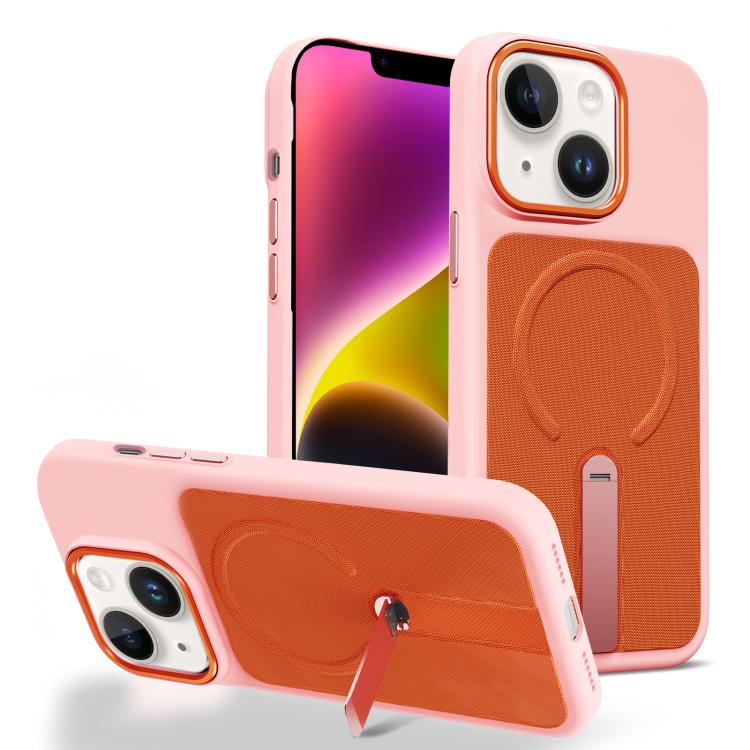 Custodia per telefono magnetica con supporto girevole in tessuto tecnico, For iPhone 15, For iPhone 14 Plus, For iPhone 14