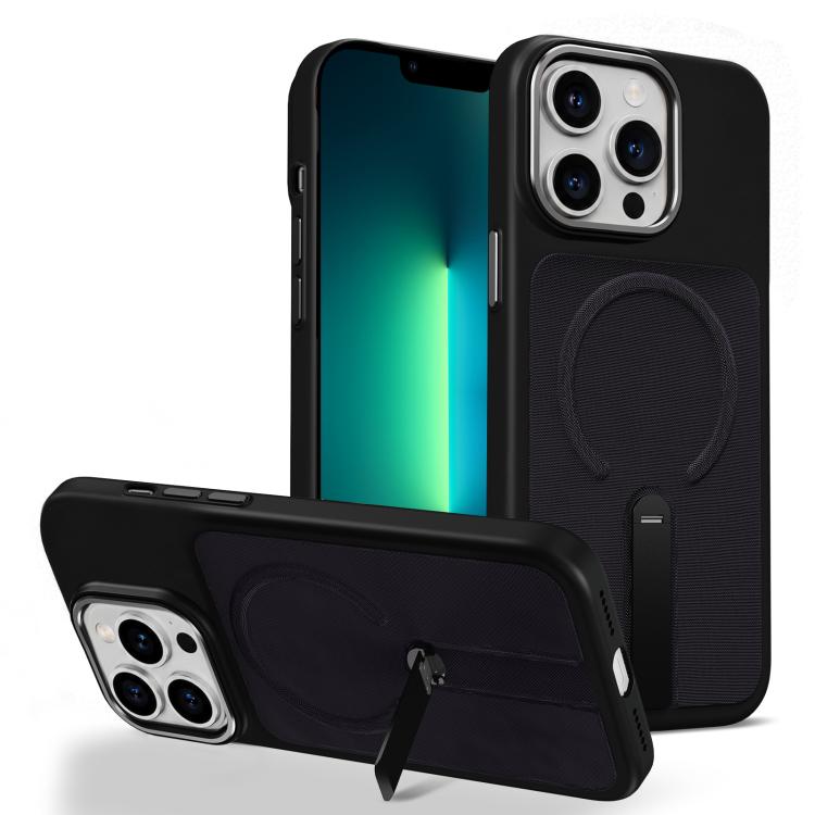 Custodia per telefono magnetica con supporto girevole in tessuto tecnico, For iPhone 13 Pro, For iPhone 13, For iPhone 12