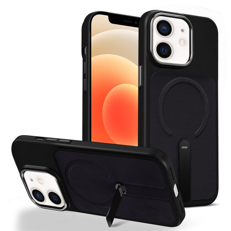 Custodia per telefono magnetica con supporto girevole in tessuto tecnico, For iPhone 13 Pro, For iPhone 13, For iPhone 12