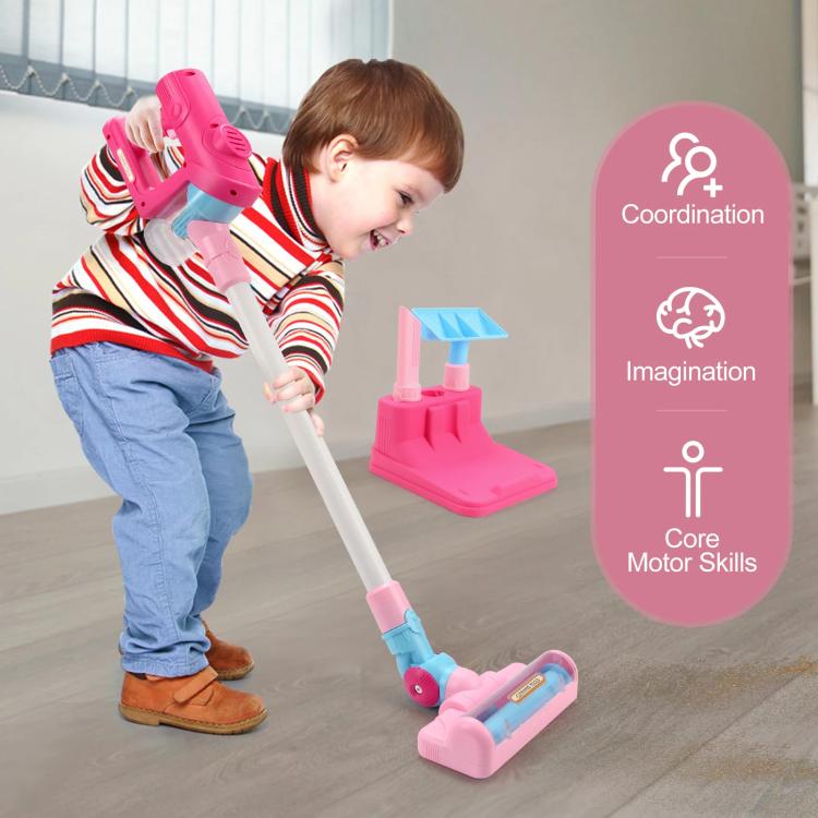 Gioco di finzione per bambini con aspirapolvere elettrico, suoni e luci, con base., with Base