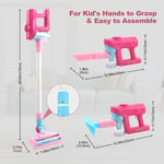 Gioco di finzione per bambini con aspirapolvere elettrico, suoni e luci., without Base (Pink), without Base (Green)