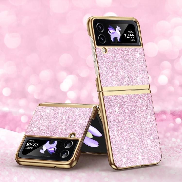 Custodia per telefono antiurto con effetto galvanizzato glitterato, For Galaxy Z Flip4 5G, For Galaxy Z Flip3 5G