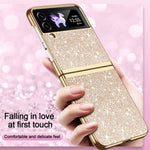 Custodia per telefono antiurto con effetto galvanizzato glitterato, For Galaxy Z Flip4 5G, For Galaxy Z Flip3 5G