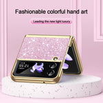Custodia per telefono antiurto con effetto galvanizzato glitterato, For Galaxy Z Flip4 5G, For Galaxy Z Flip3 5G