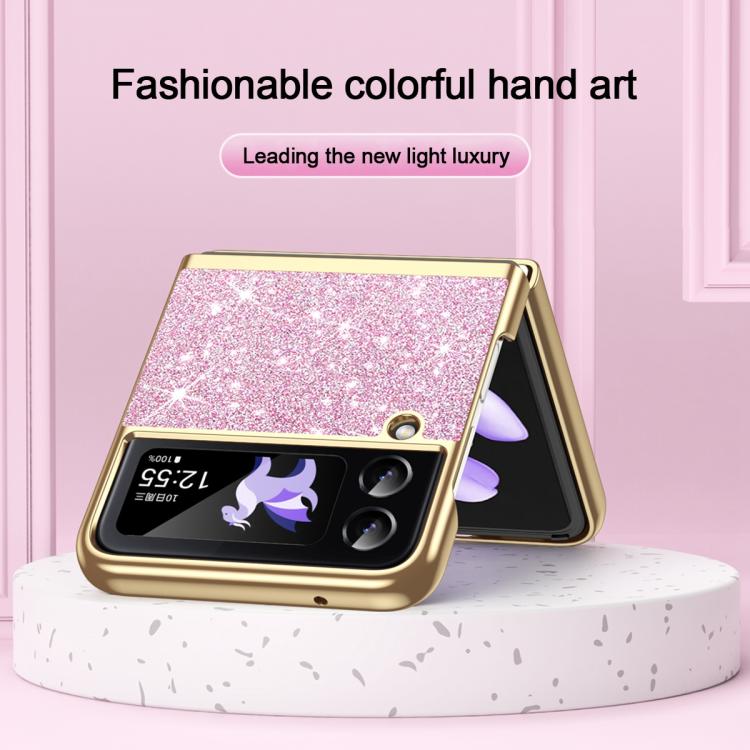 Custodia per telefono antiurto con effetto galvanizzato glitterato, For Galaxy Z Flip4 5G, For Galaxy Z Flip3 5G