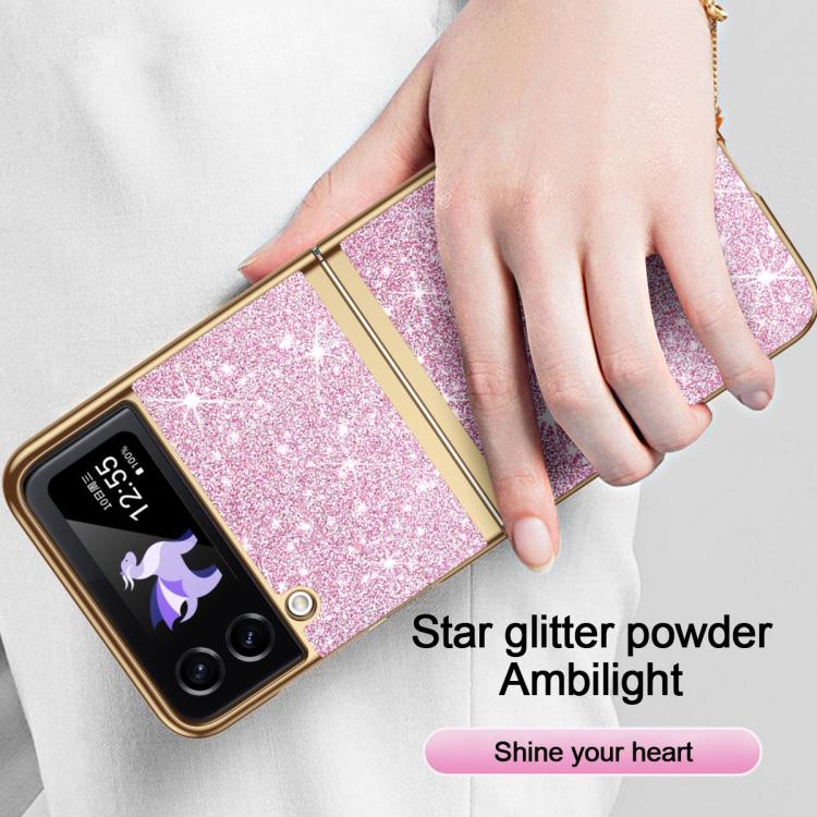 Custodia per telefono antiurto con effetto galvanizzato glitterato, For Galaxy Z Flip4 5G, For Galaxy Z Flip3 5G