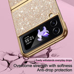 Custodia per telefono antiurto con effetto galvanizzato glitterato, For Galaxy Z Flip4 5G, For Galaxy Z Flip3 5G
