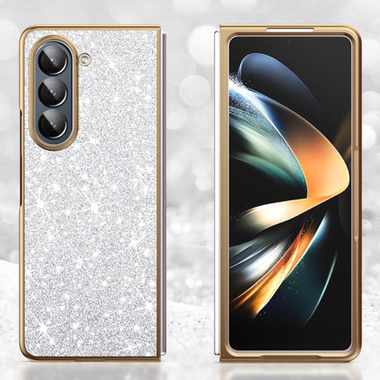 Custodia per telefono antiurto con effetto galvanizzato glitterato, For Galaxy Z Fold7 5G, For Galaxy Z Flip7 5G, For Galaxy Z Fold6 5G, For Galaxy Z Fold5 5G, For Galaxy Z Fold4 5G, For Galaxy Z Fold3 5G