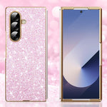 Custodia per telefono antiurto con effetto galvanizzato glitterato, For Galaxy Z Fold7 5G, For Galaxy Z Flip7 5G, For Galaxy Z Fold6 5G, For Galaxy Z Fold5 5G, For Galaxy Z Fold4 5G, For Galaxy Z Fold3 5G