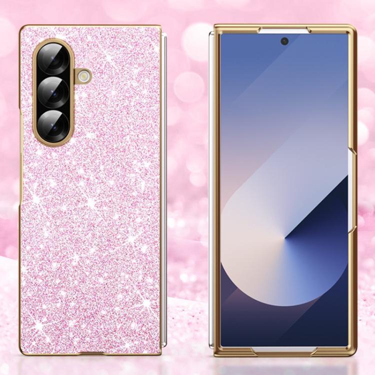 Custodia per telefono antiurto con effetto galvanizzato glitterato, For Galaxy Z Fold7 5G, For Galaxy Z Flip7 5G, For Galaxy Z Fold6 5G, For Galaxy Z Fold5 5G, For Galaxy Z Fold4 5G, For Galaxy Z Fold3 5G