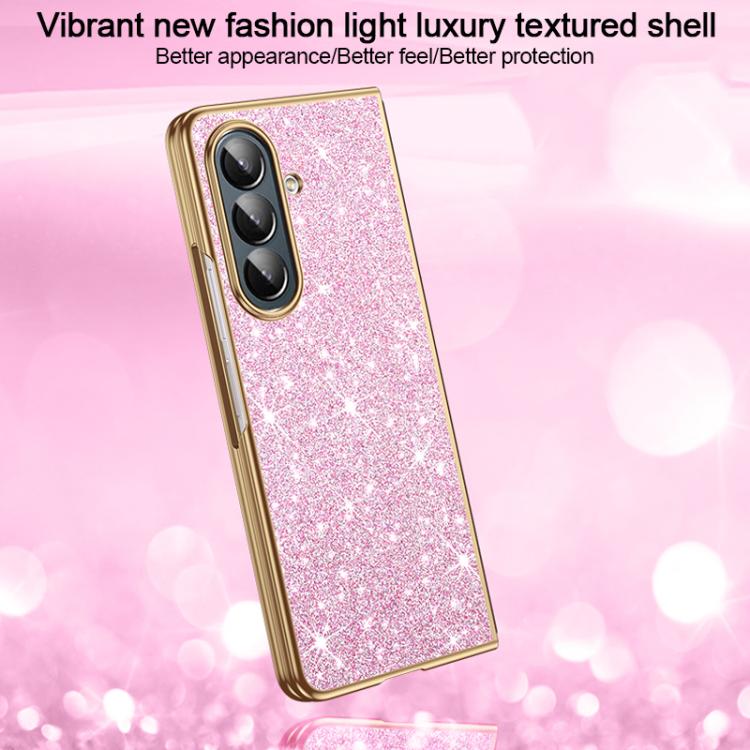 Custodia per telefono antiurto con effetto galvanizzato glitterato, For Galaxy Z Fold7 5G, For Galaxy Z Flip7 5G, For Galaxy Z Fold6 5G, For Galaxy Z Fold5 5G, For Galaxy Z Fold4 5G, For Galaxy Z Fold3 5G