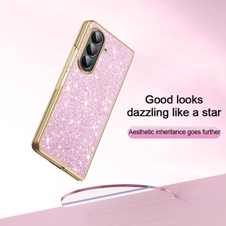 Custodia per telefono antiurto con effetto galvanizzato glitterato, For Galaxy Z Fold7 5G, For Galaxy Z Flip7 5G, For Galaxy Z Fold6 5G, For Galaxy Z Fold5 5G, For Galaxy Z Fold4 5G, For Galaxy Z Fold3 5G